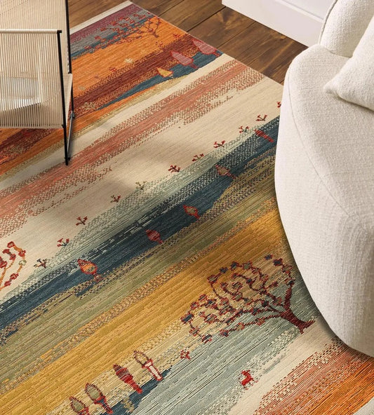 Soft Touch Rustic Rug, Colorful Nature Rug, Authentic Area Rug, Double Sided Cotton Rug, Multicolored Natural Kilim Rug